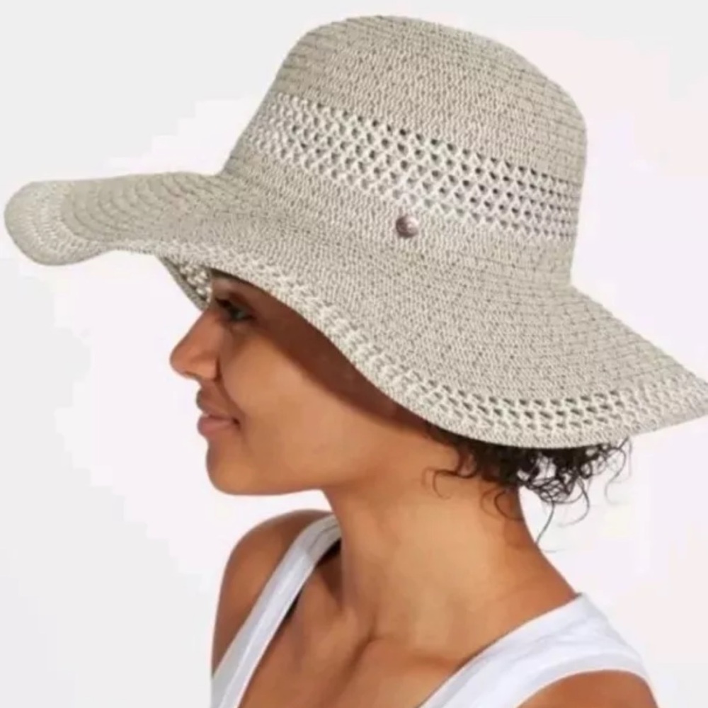 CALIA By Carrie Underwood Woven Sunhat Gray Beige Cruise Packable OSFA b… - Picture 10 of 11